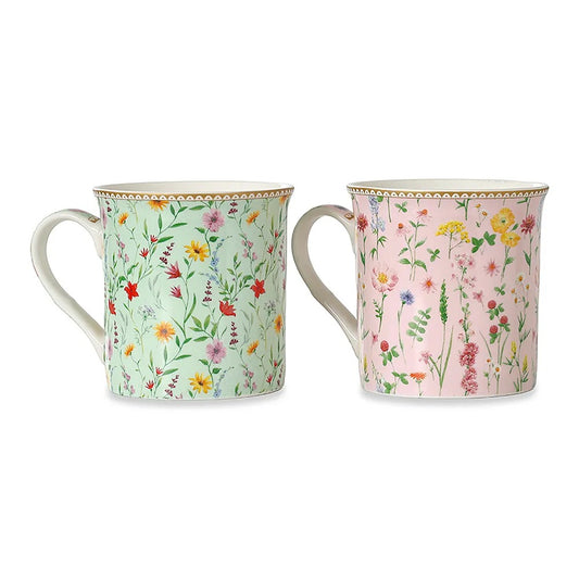 Meadow China Mug, Multicolour - 300ml, Set of 2