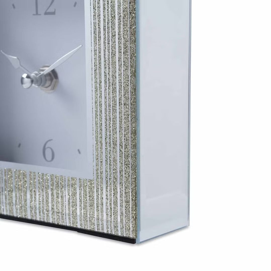 gamma glass clock with faux leather decoration 20x20x4cm- gold