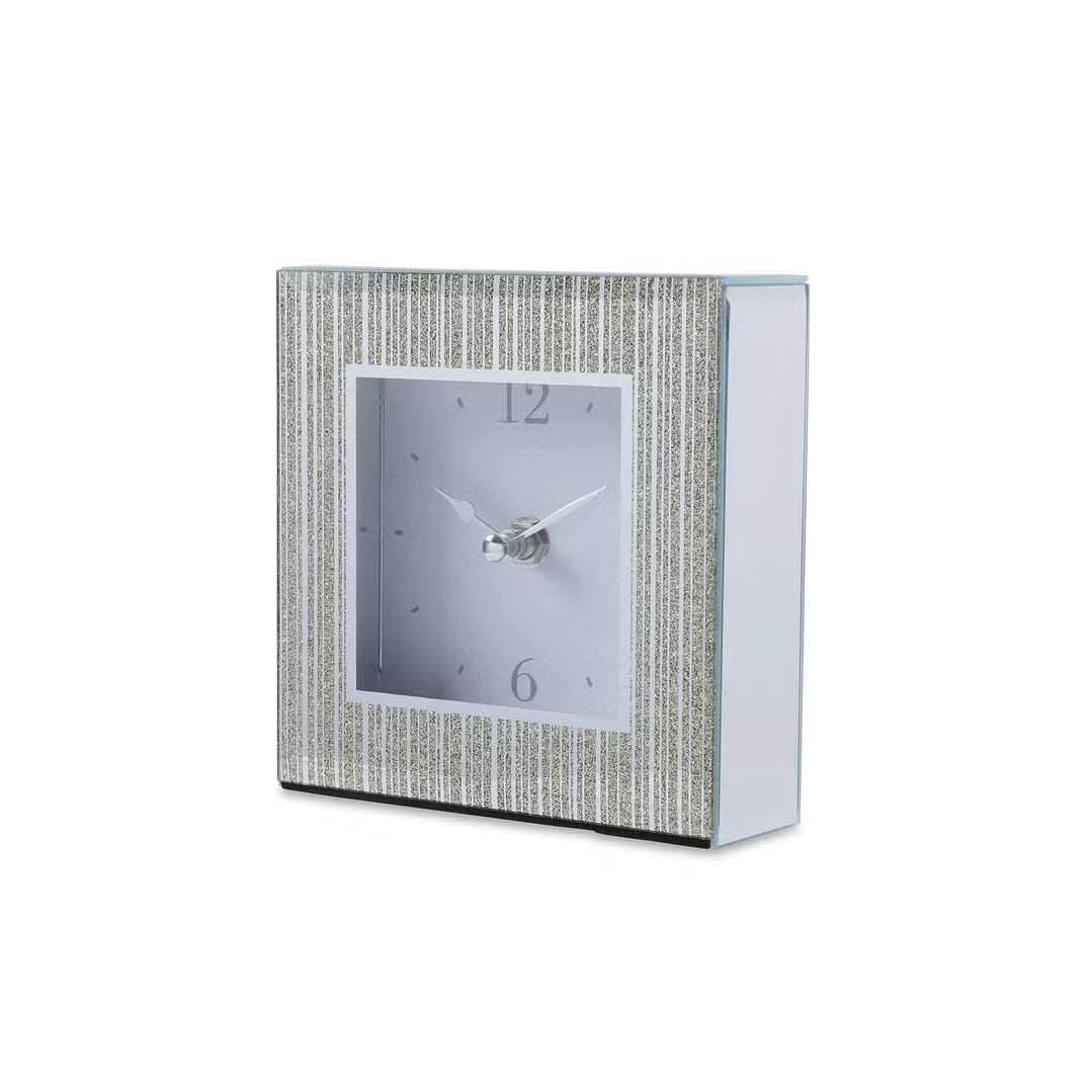 gamma glass clock with faux leather decoration 20x20x4cm- gold