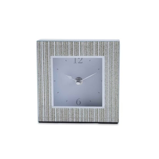 gamma glass clock with faux leather decoration 20x20x4cm- gold