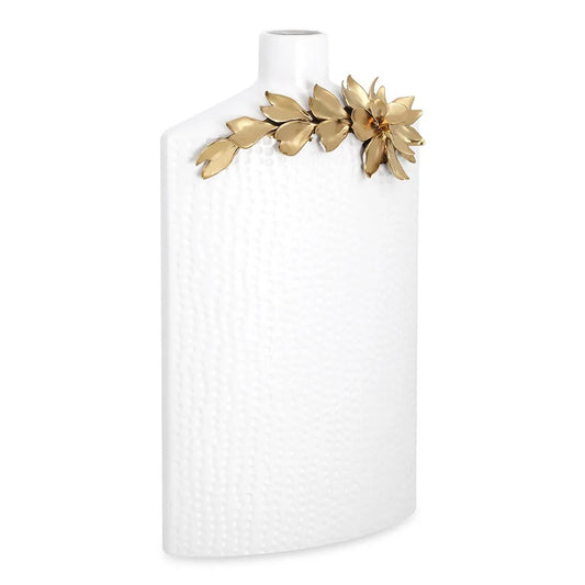 Petal Vase, White & Gold - 23x40 cm