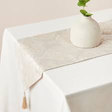 Aisha Textured Table Runner with Tassels - 180x33 cm beige