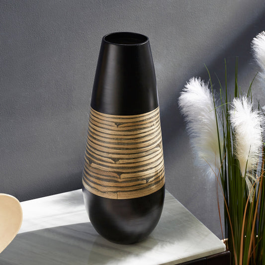 Bamboo Conical Vase (Brown/Black)