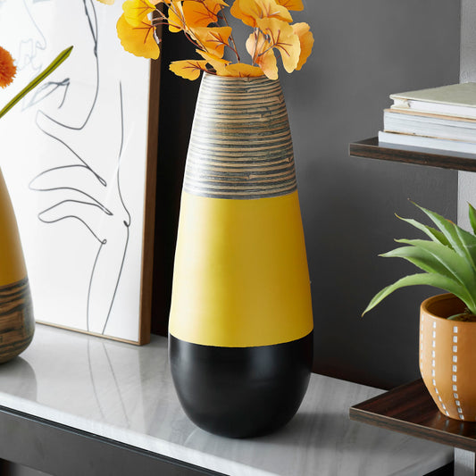 Bamboo Conical Vase (Yellow/Black)