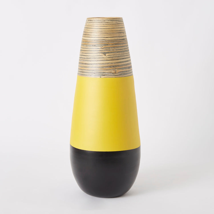 Bamboo Conical Vase (Yellow/Black)