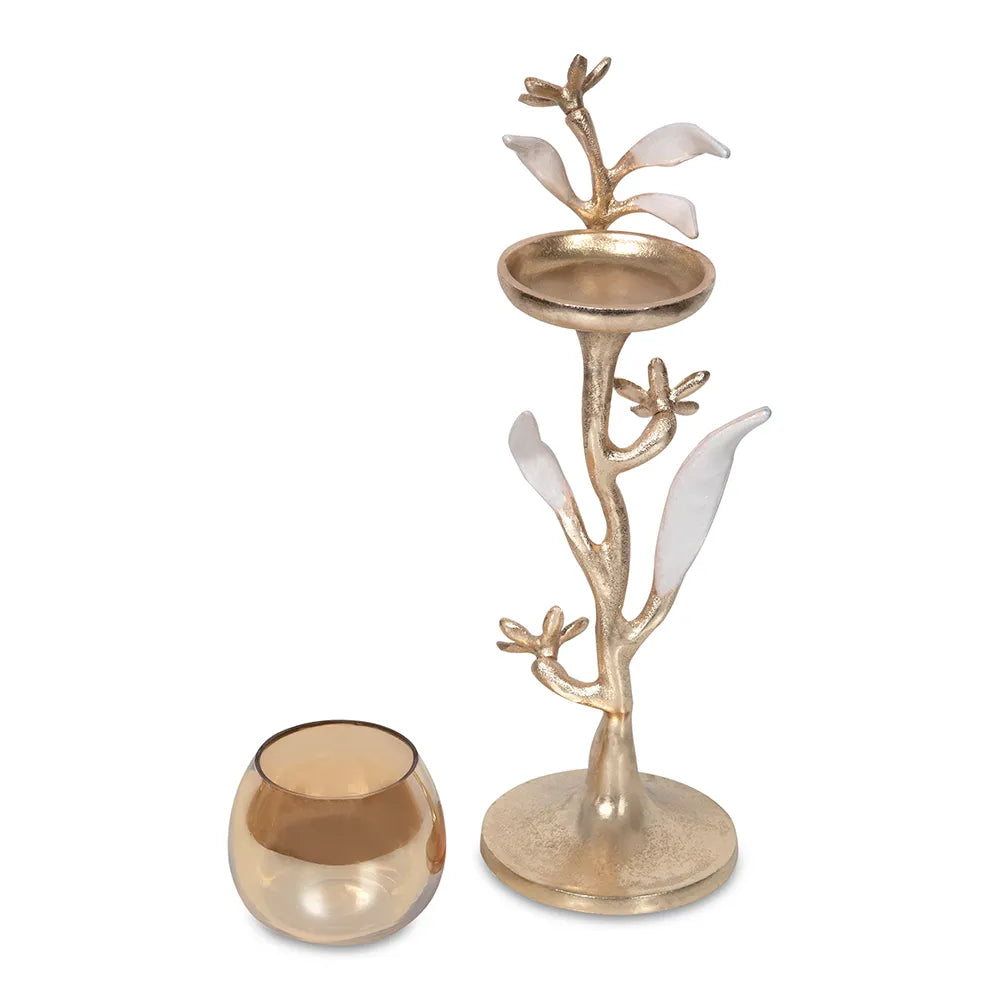 ODE Candle Holder (Gold/White) Small