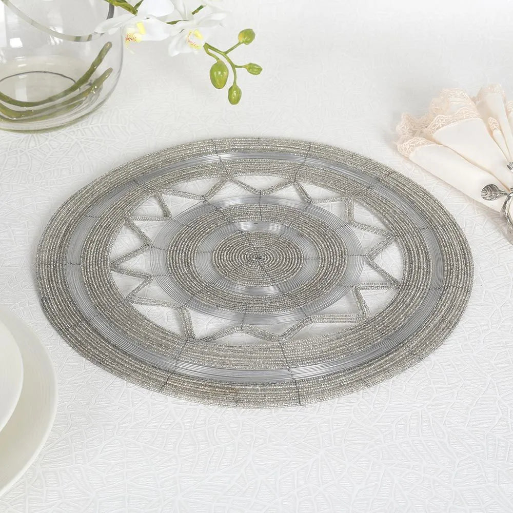 Andie Beaded Placemat (Silver)