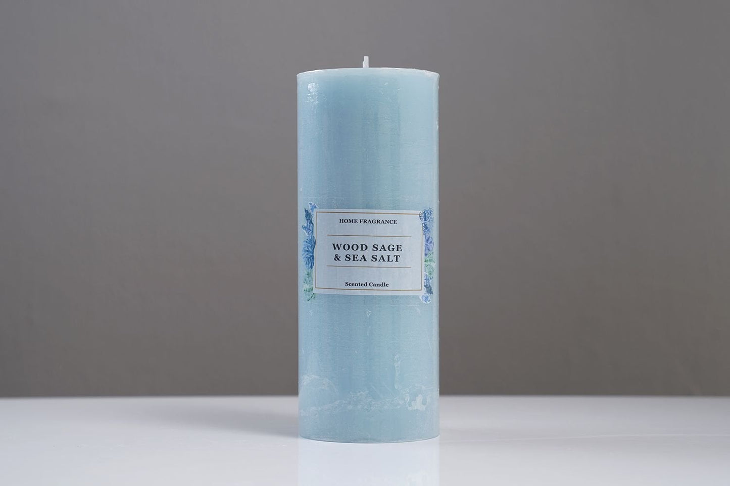 Wood Sage & Sea Pillar Candle (Blue)