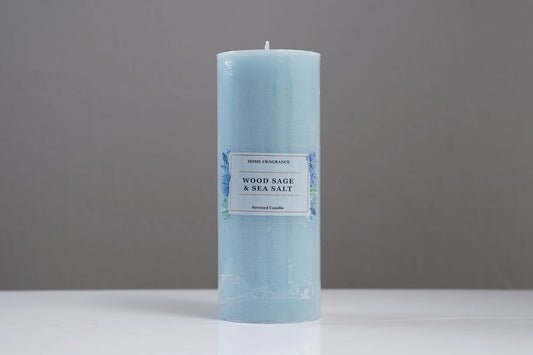 Wood Sage & Sea Pillar Candle (Blue)