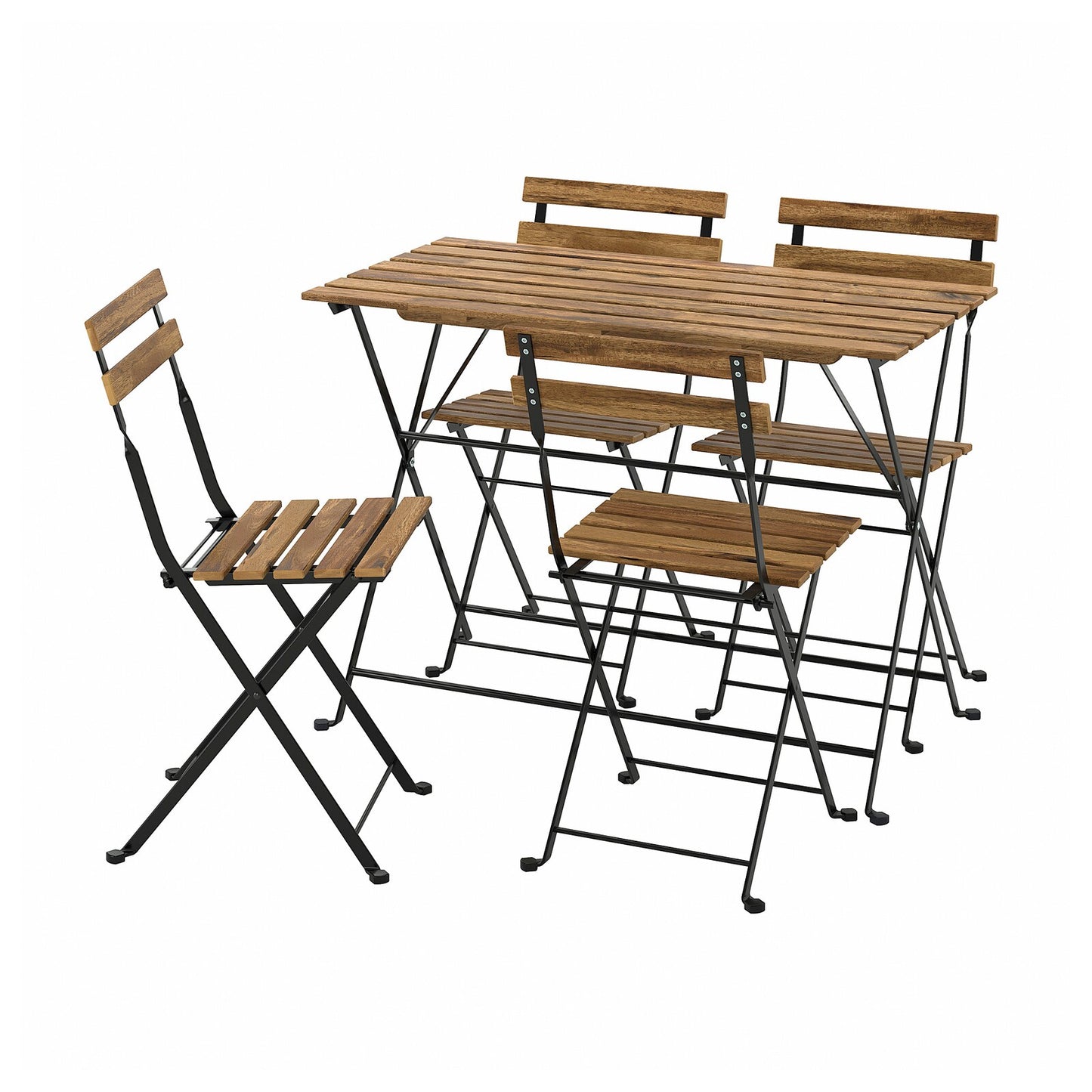 Tarno Table and 4 chairs, outdoor, black/light brown stained